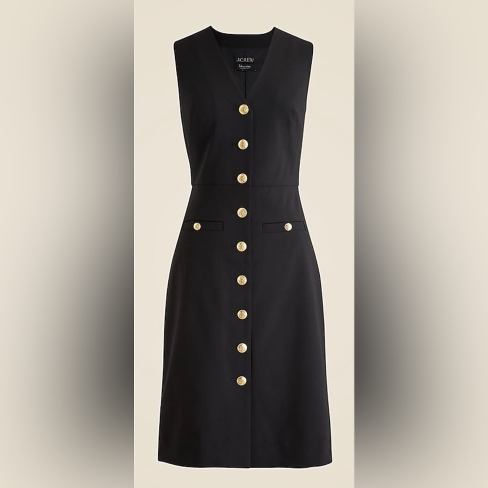Women’s J. Crew Collection XS Dress Charcoal Gray with Gold Buttons NWOT